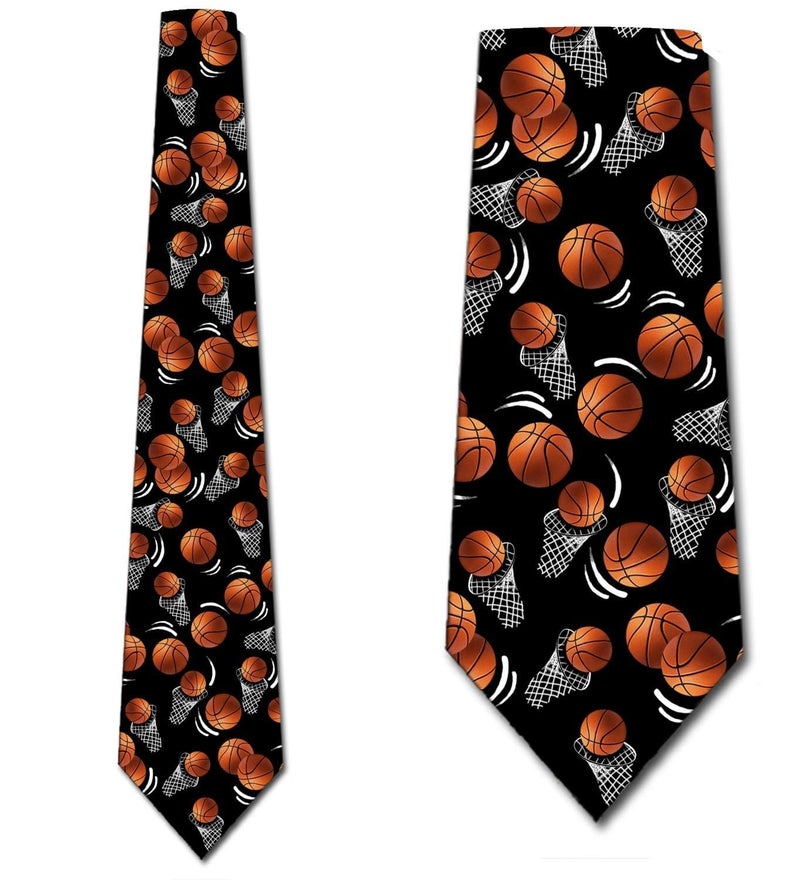 Three Rooker Basketball Neckties Mens Black Sports Tie - Image 2